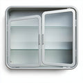 Glazen wandkast van staal met dubbele deuren 60 x 40 x 15cm zilver