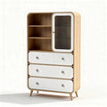 Houten kast met glazen deur en drei lades 80 x 40 x 160cm
