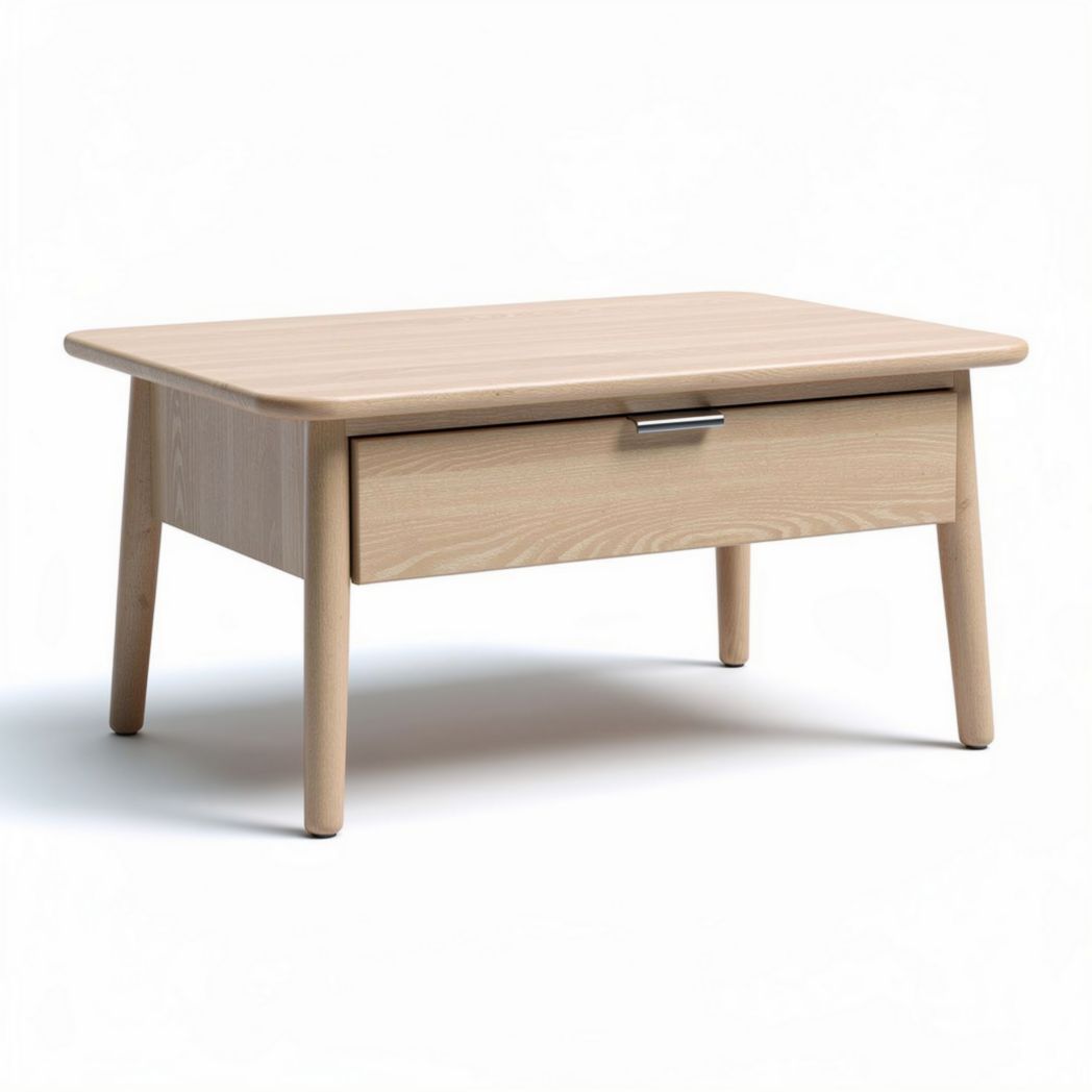 Lichte houten salontafel met lade 100 x 60 x 40cm