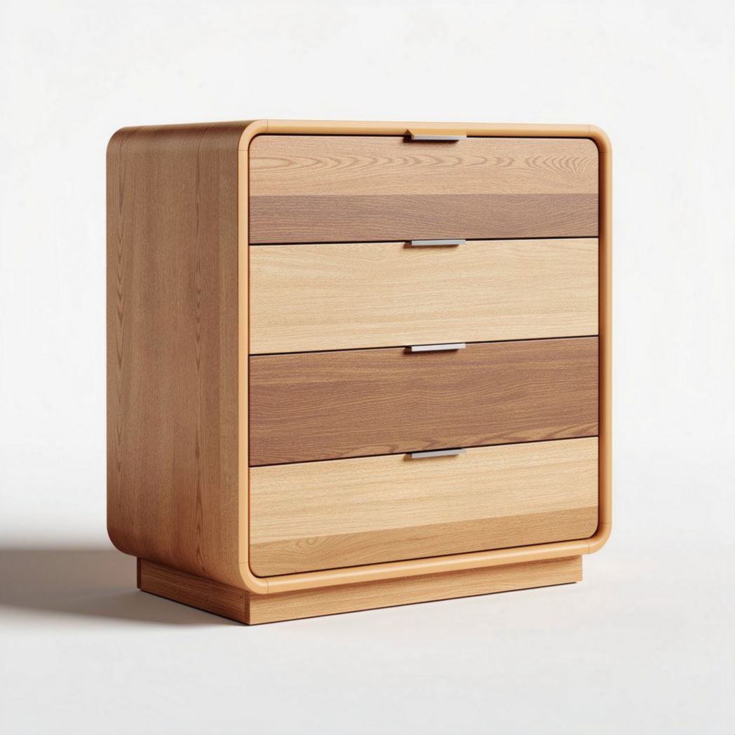 houten ladekast met drie lades 60 x 40 x 70cm in natuurlijke kleurstellingen