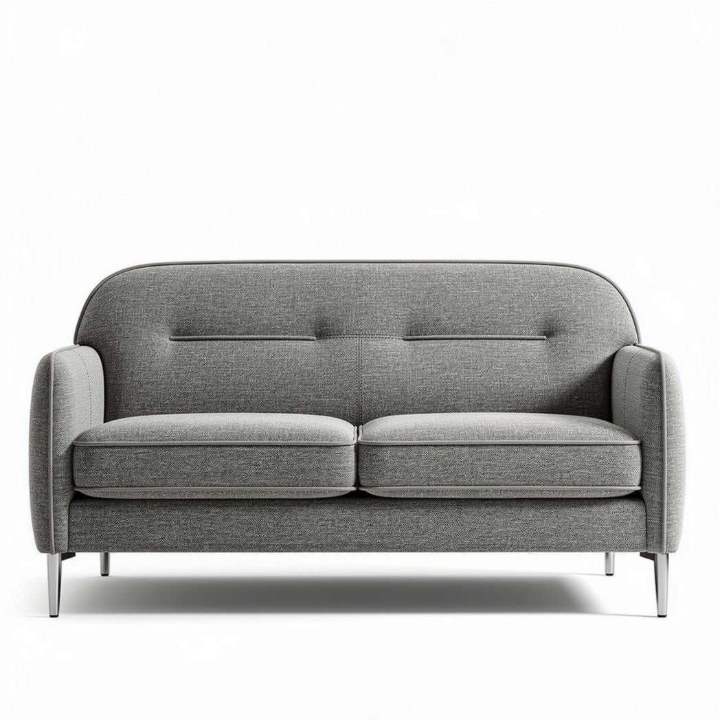 Grijze bank met stalen poten afmetingen 180 x 85 x 80cm