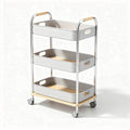 Opvouwbare keukentrolley met 3 lagen en houten handgrepen 80 x 40 x 90cm